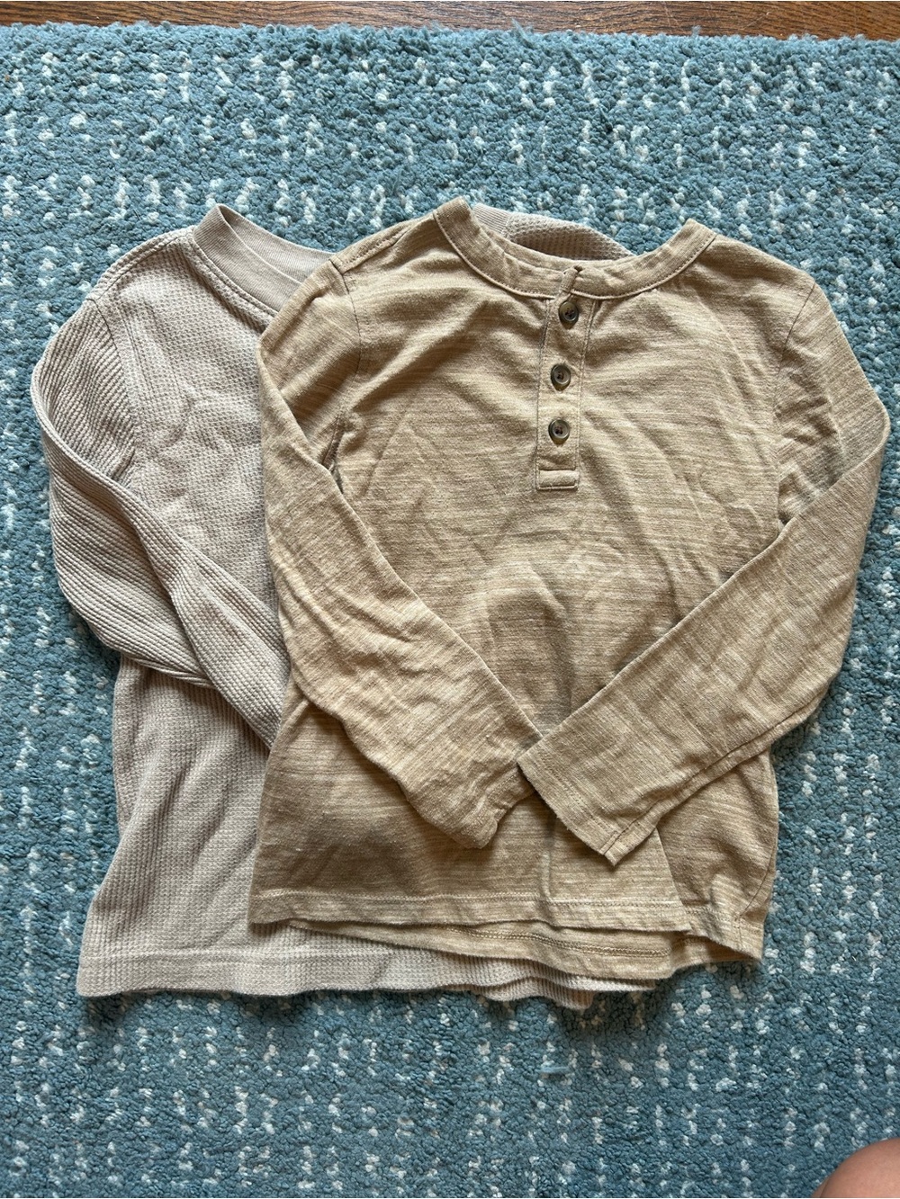 Old Navy Kids Long-Sleeve Henley Duo - Tan and Light Cream
